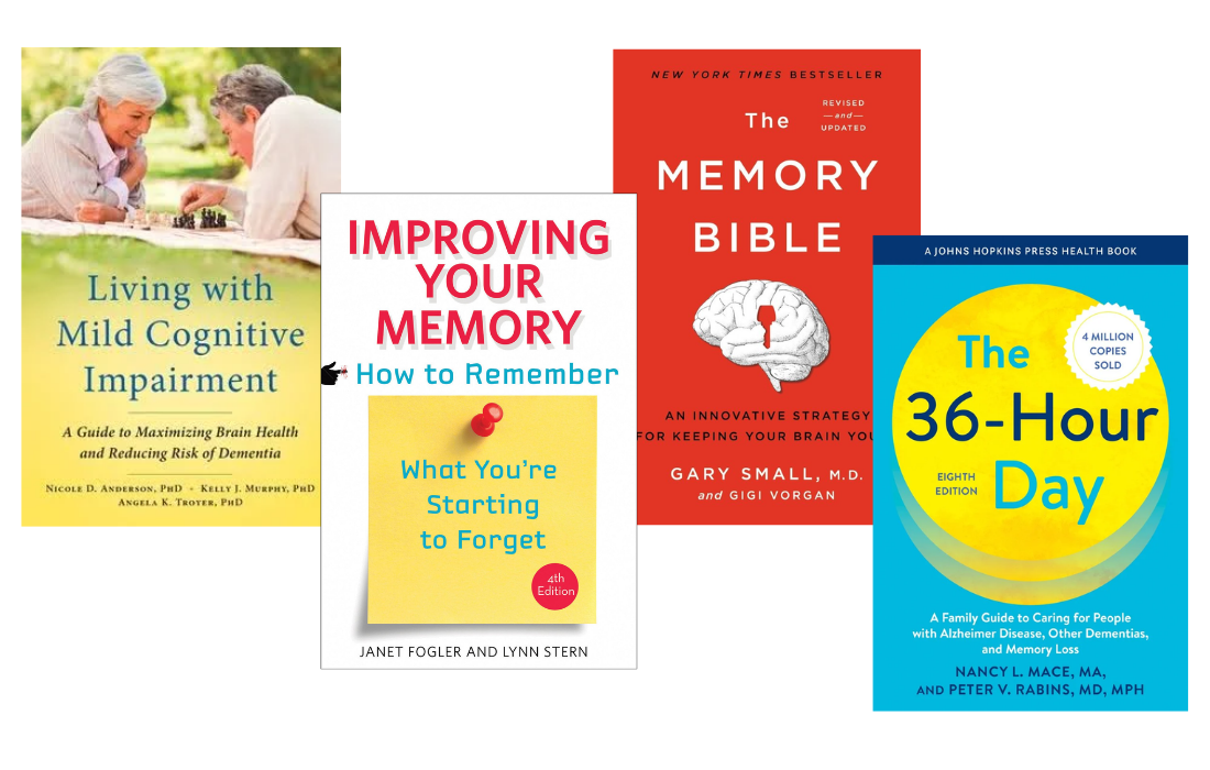 Book covers for recommended resources on dementia