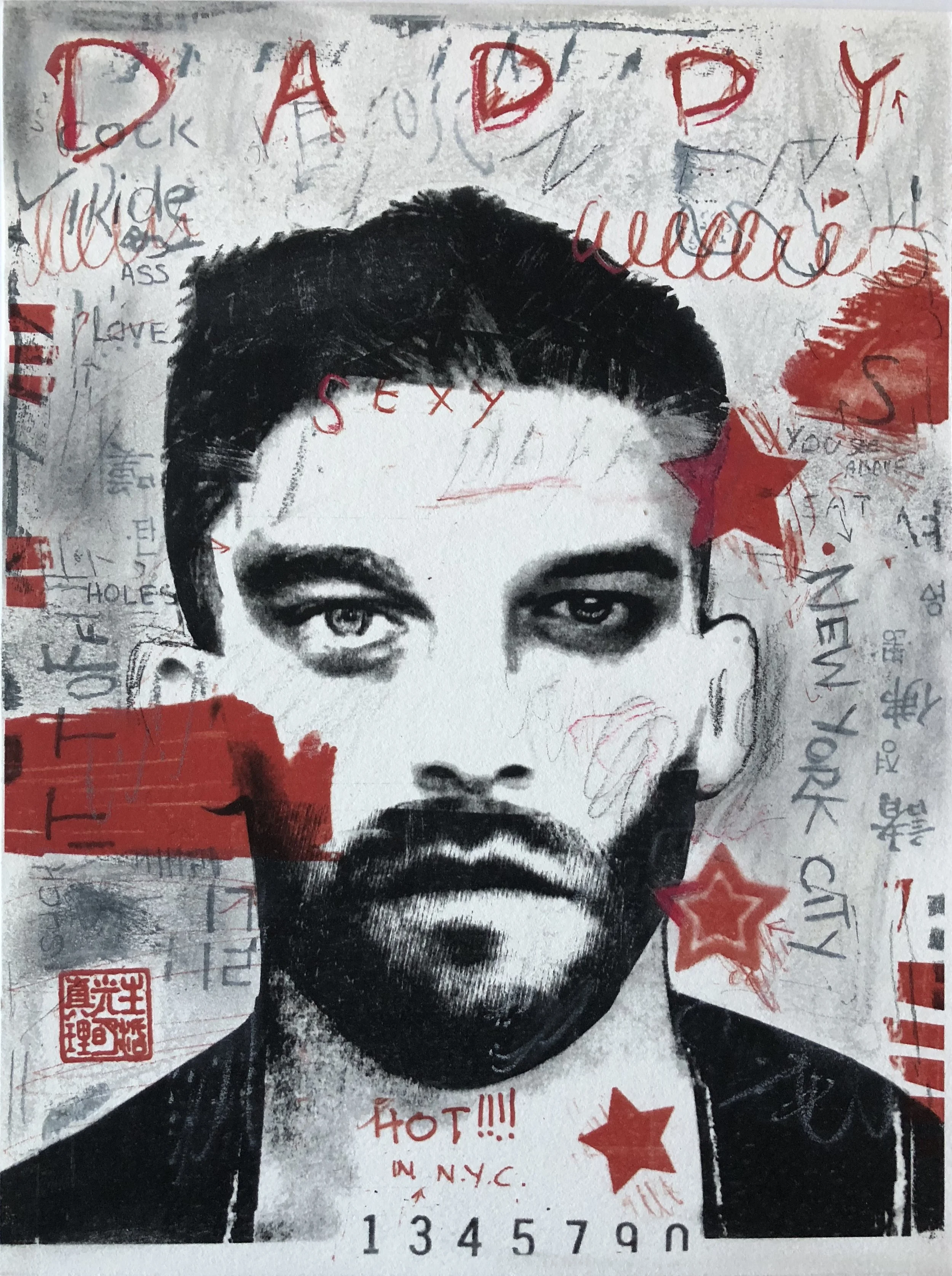 Daddy Mixed Media Lithograph 9”x12” Sold