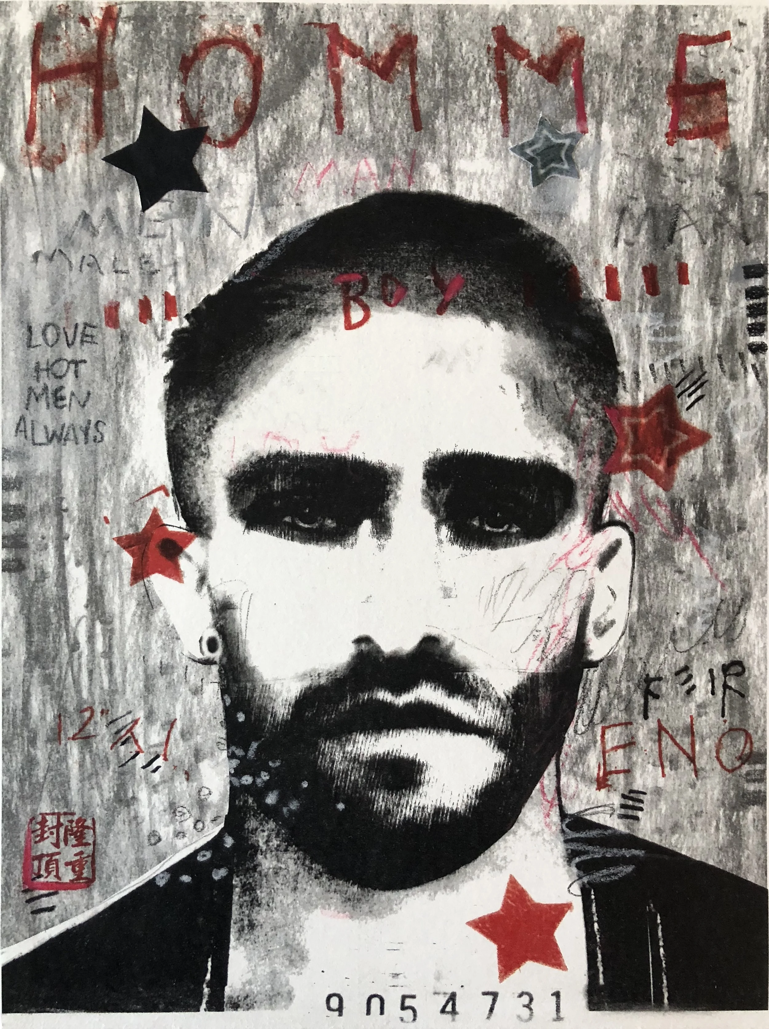 Homme Mixed Media Lithograph 9”x12”