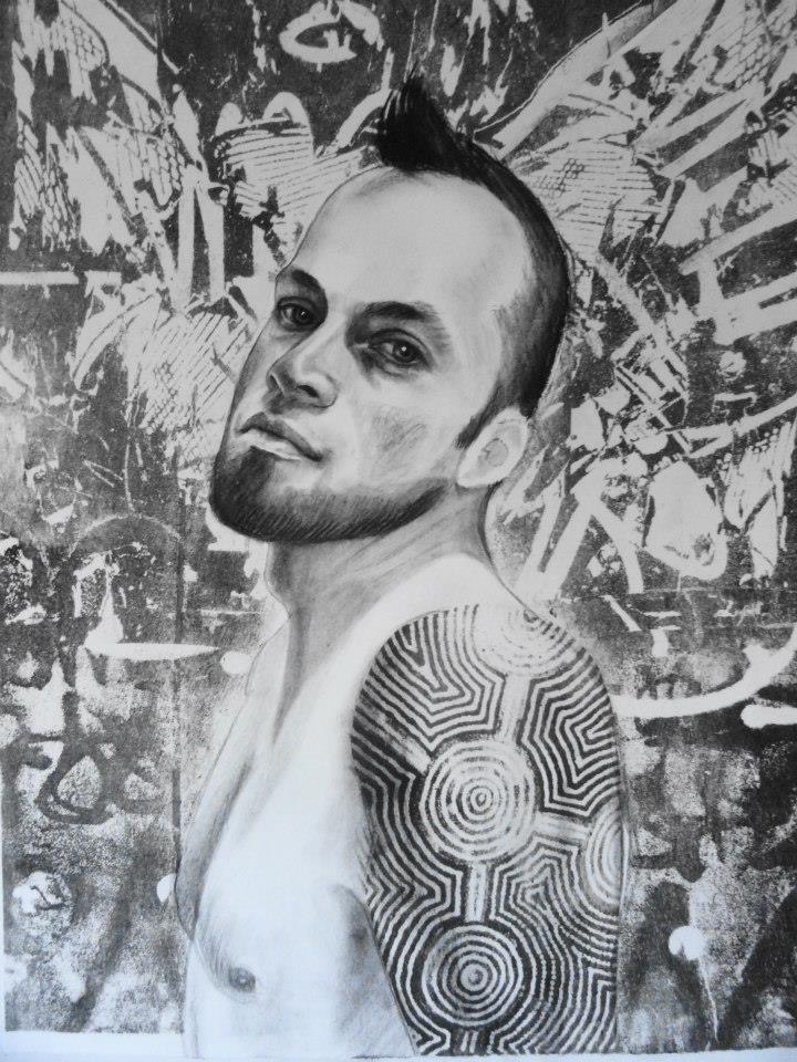 Rob #1 Charcoal and lithography 11”x14”