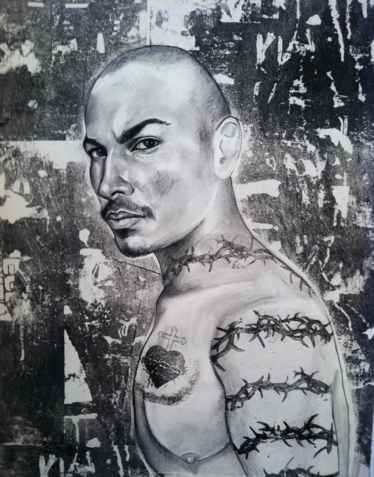 Corazón #1 Charcoal and lithography 11”x14” Sold