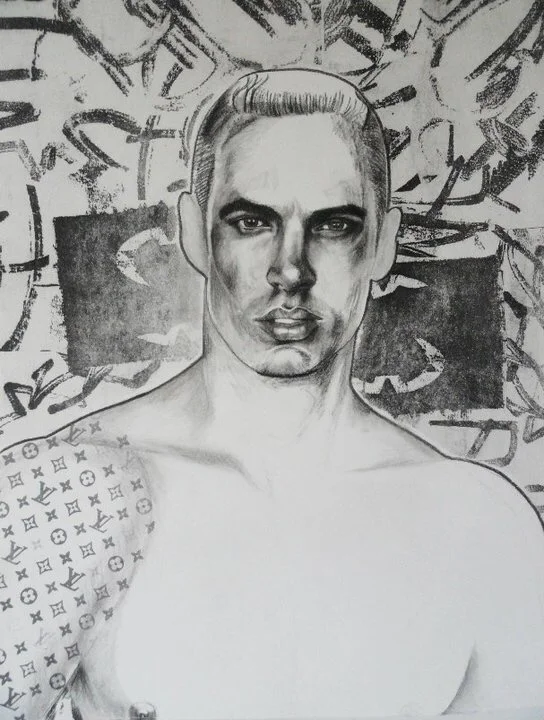 Louie Charcoal and lithography 16”x20” Sold