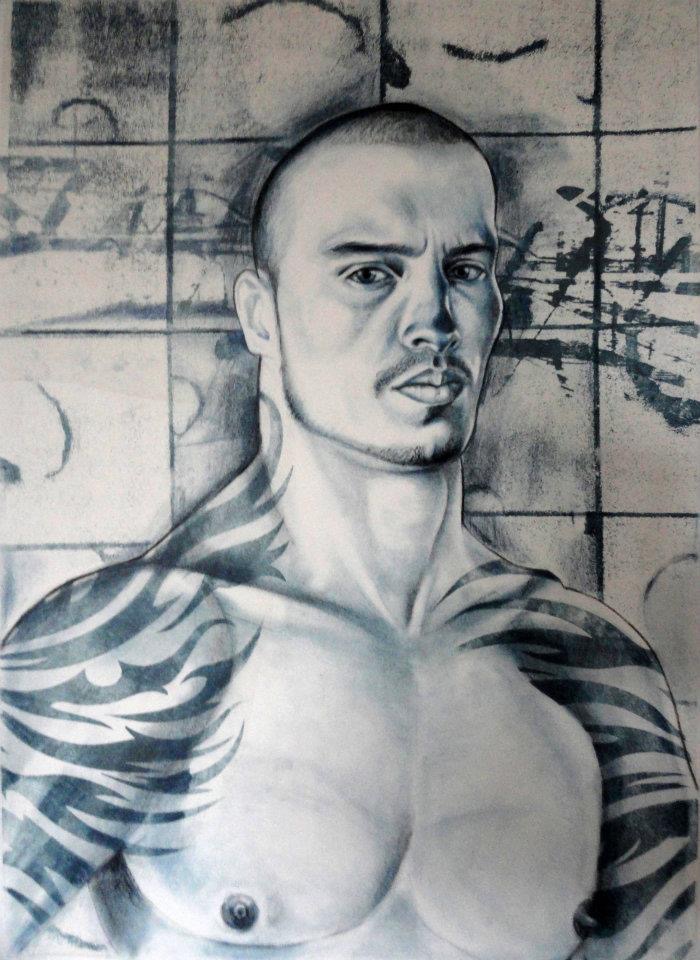Dragon (alternative) Charcoal, colored pencil and lithography 17x24”