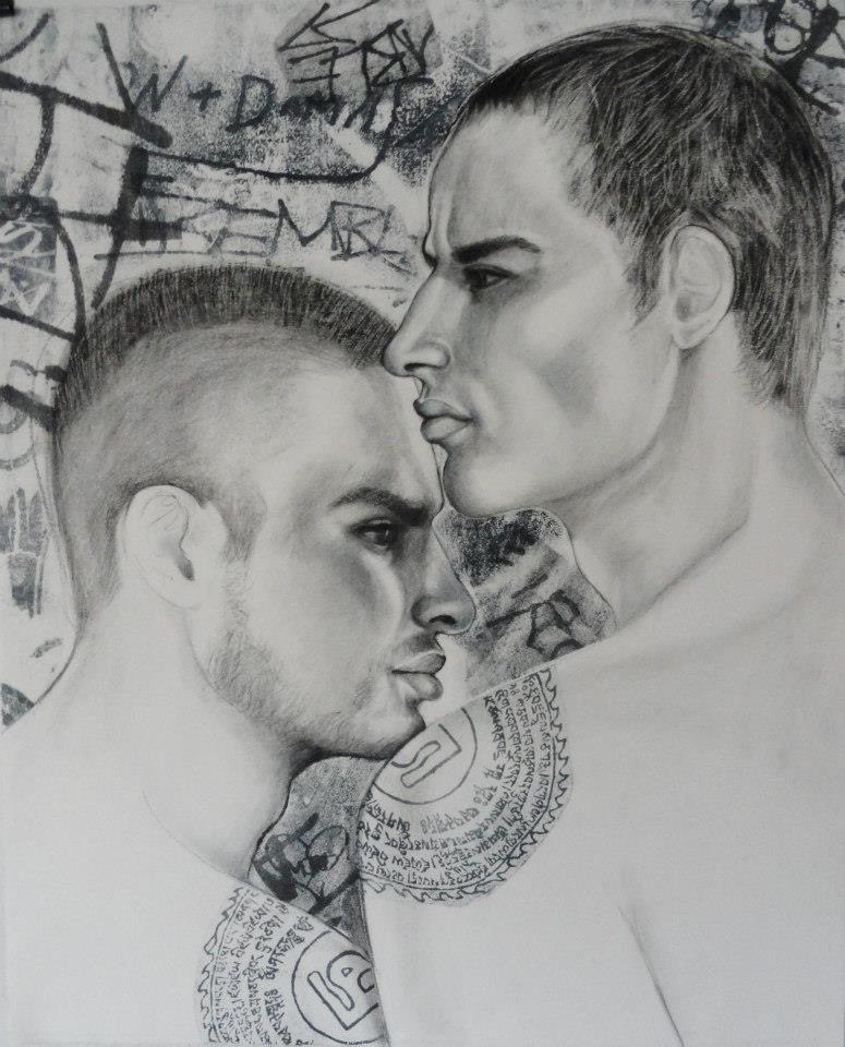 Partnered I Charcoal and lithography 11”x14”