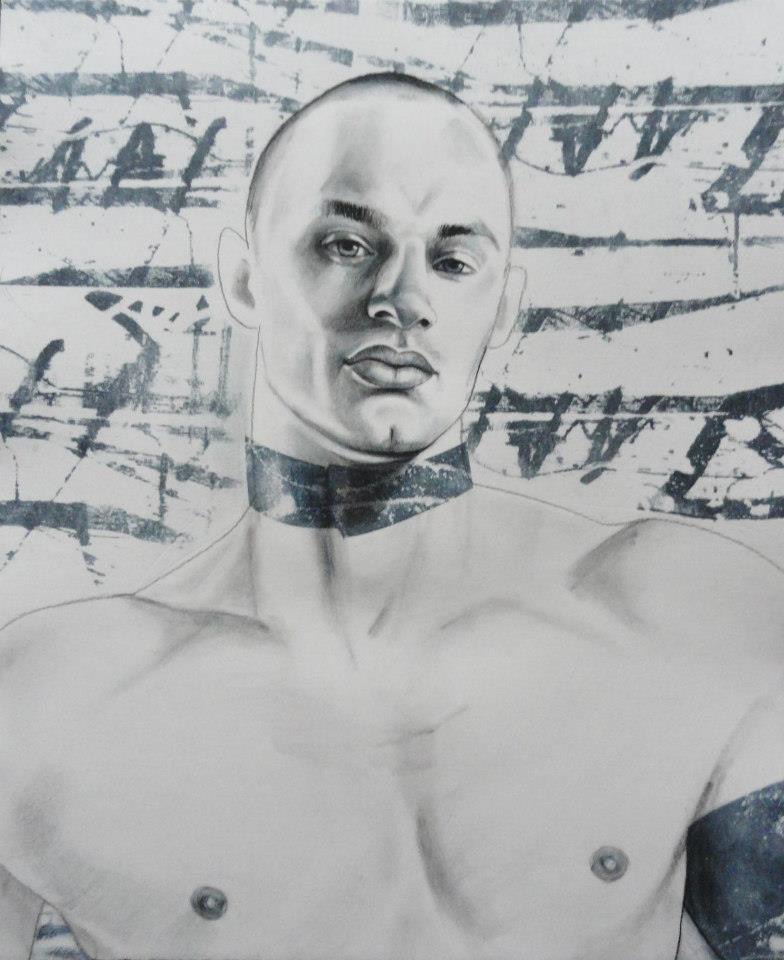 Buzzed Charcoal, colored pencil and lithography 16”x20” Sold