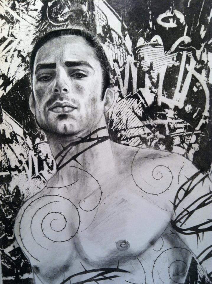 Thorn Man #2 Charcoal and lithography 11”x14” Sold