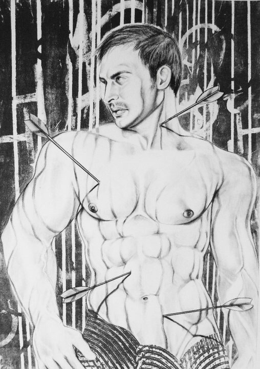 Saint Sebastian #I Charcoal and lithography 18”x26”