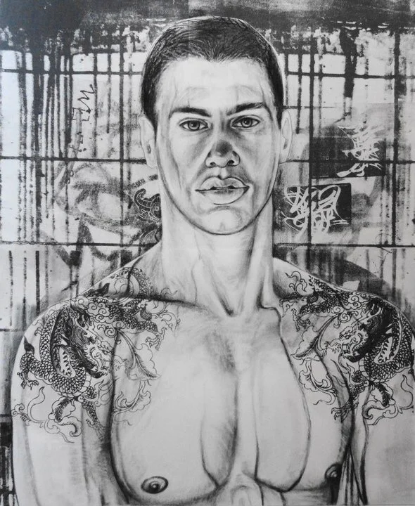 Brazilian Charcoal, and lithography 16”x20” Sold