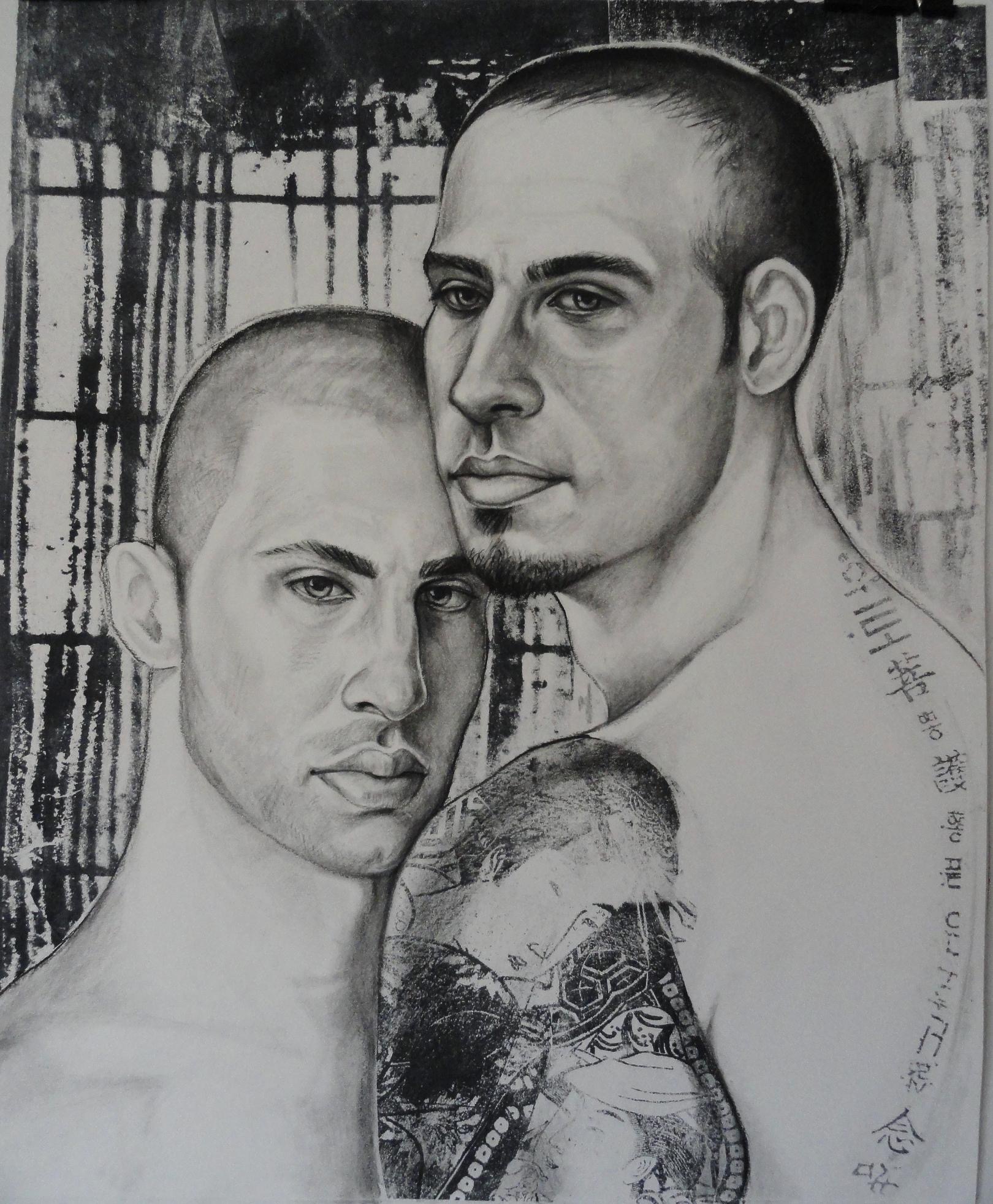 Partnered III Charcoal and lithography 11”x14”