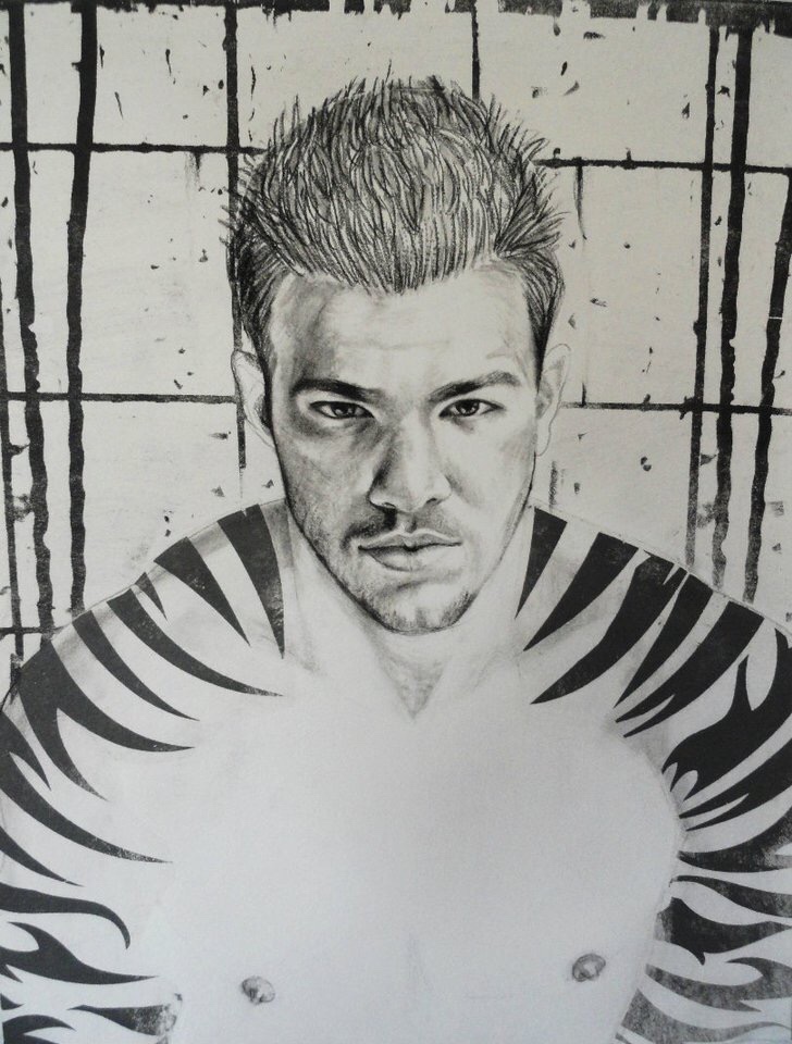 Tiger Charcoal and lithography 16”x20” Sold