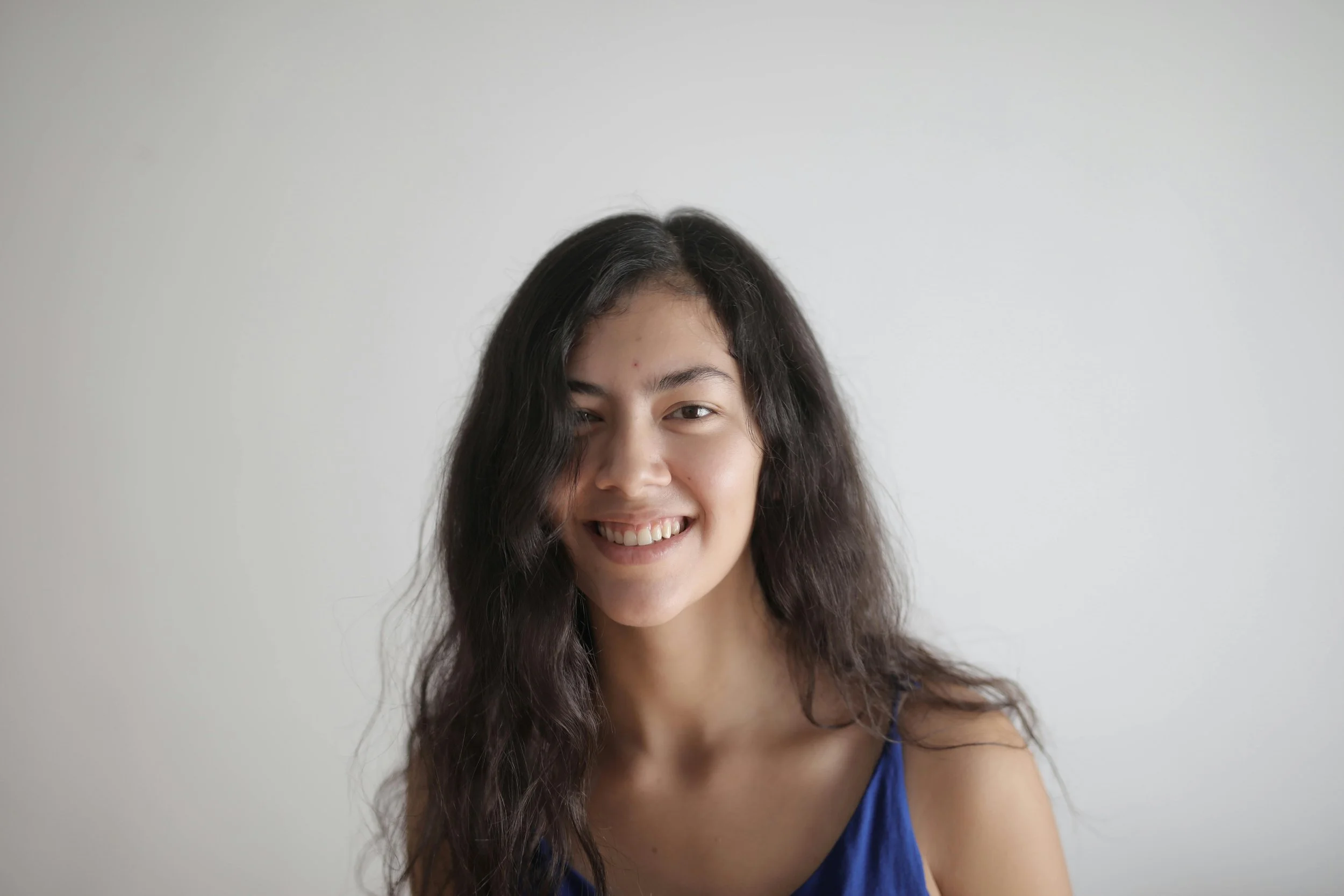 Smailing woman learning mindfulness techniques