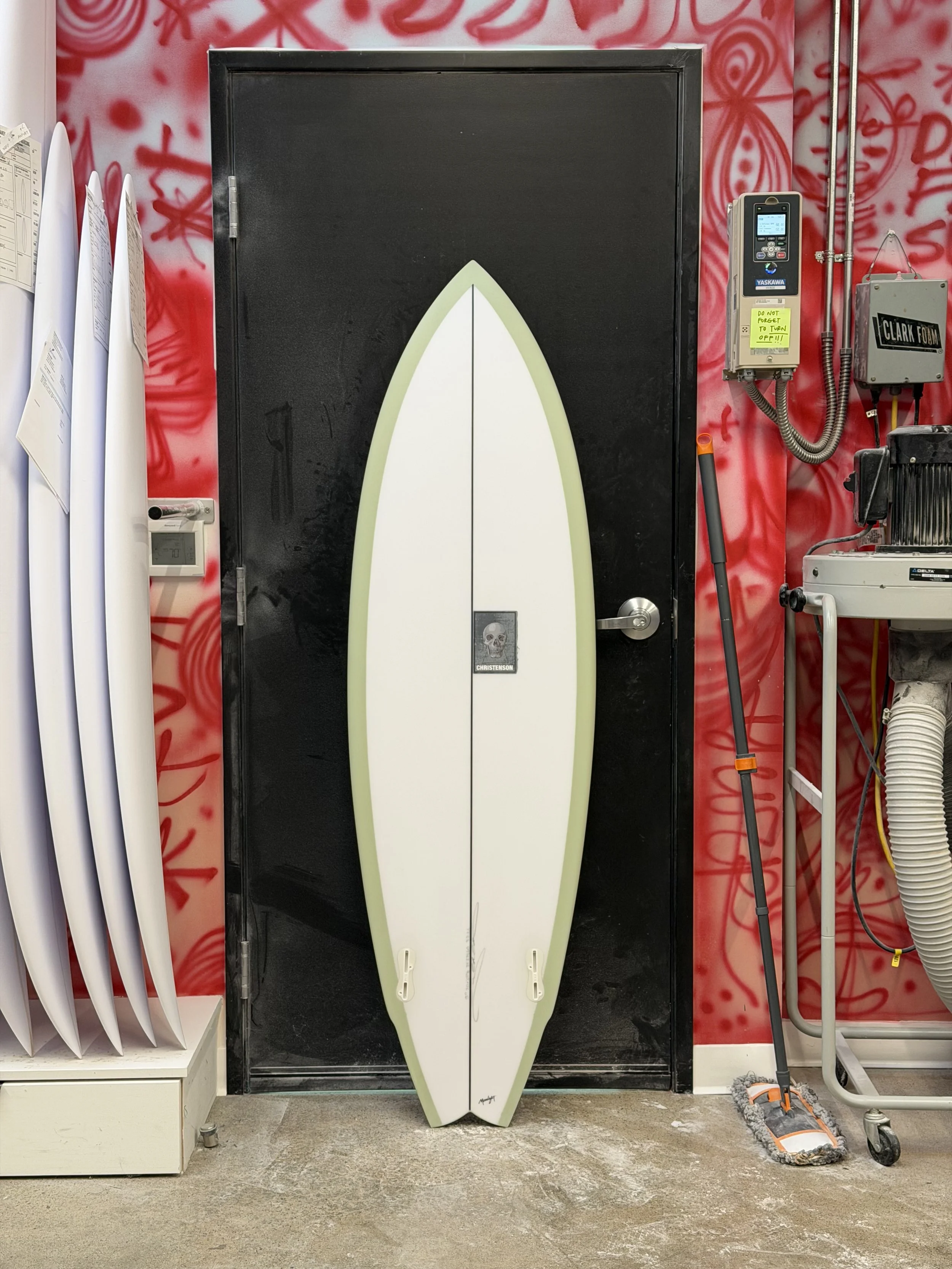 sage green lane splitter white bottom against black door