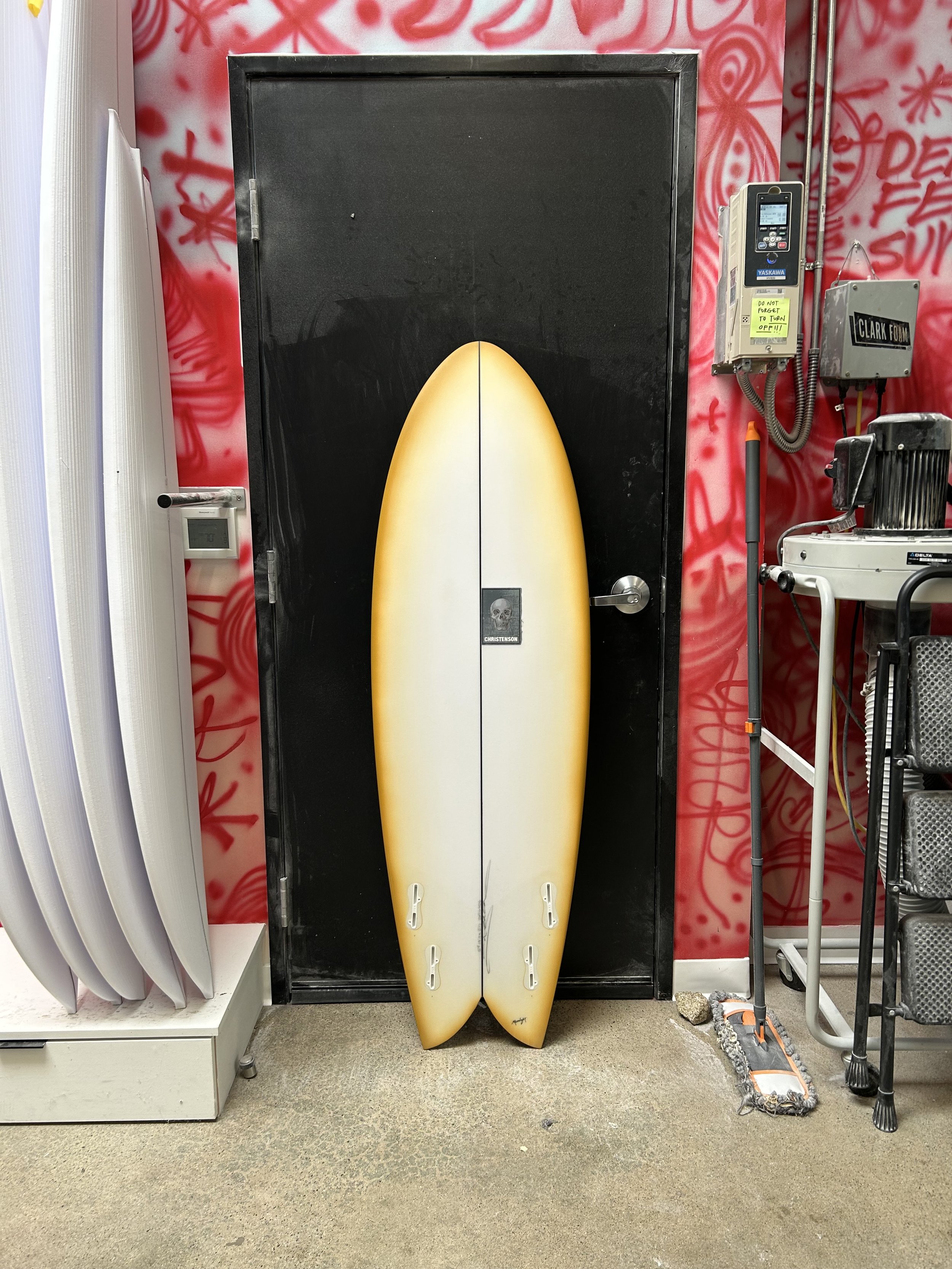 myconaut on black door bottom of board