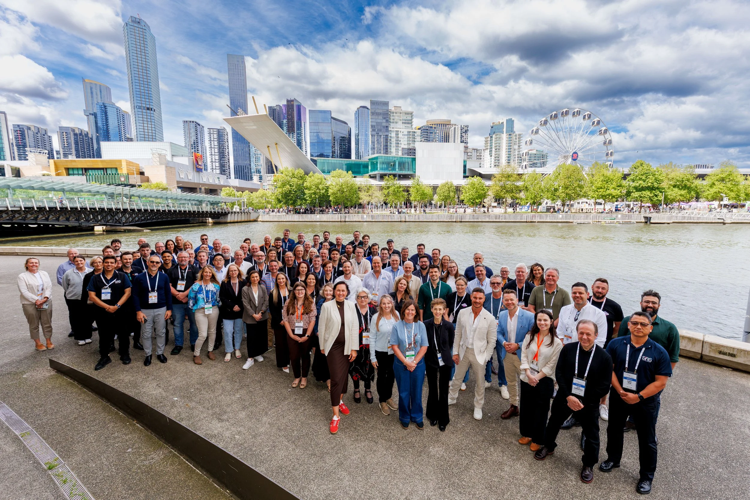 Corporate conference group photo, Melbourne waterfront