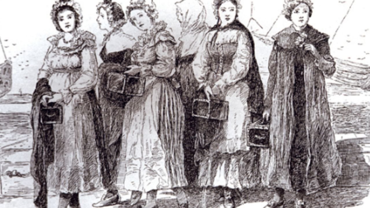 An image of casket girls arriving in New Orleans