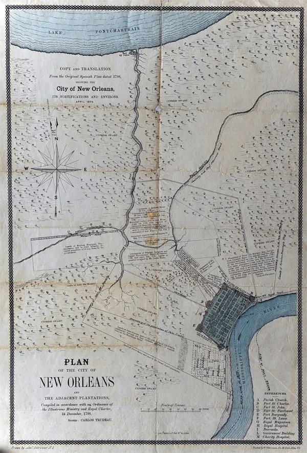 Map for the plans of Spanish Colonial New Orleans (translated to English)