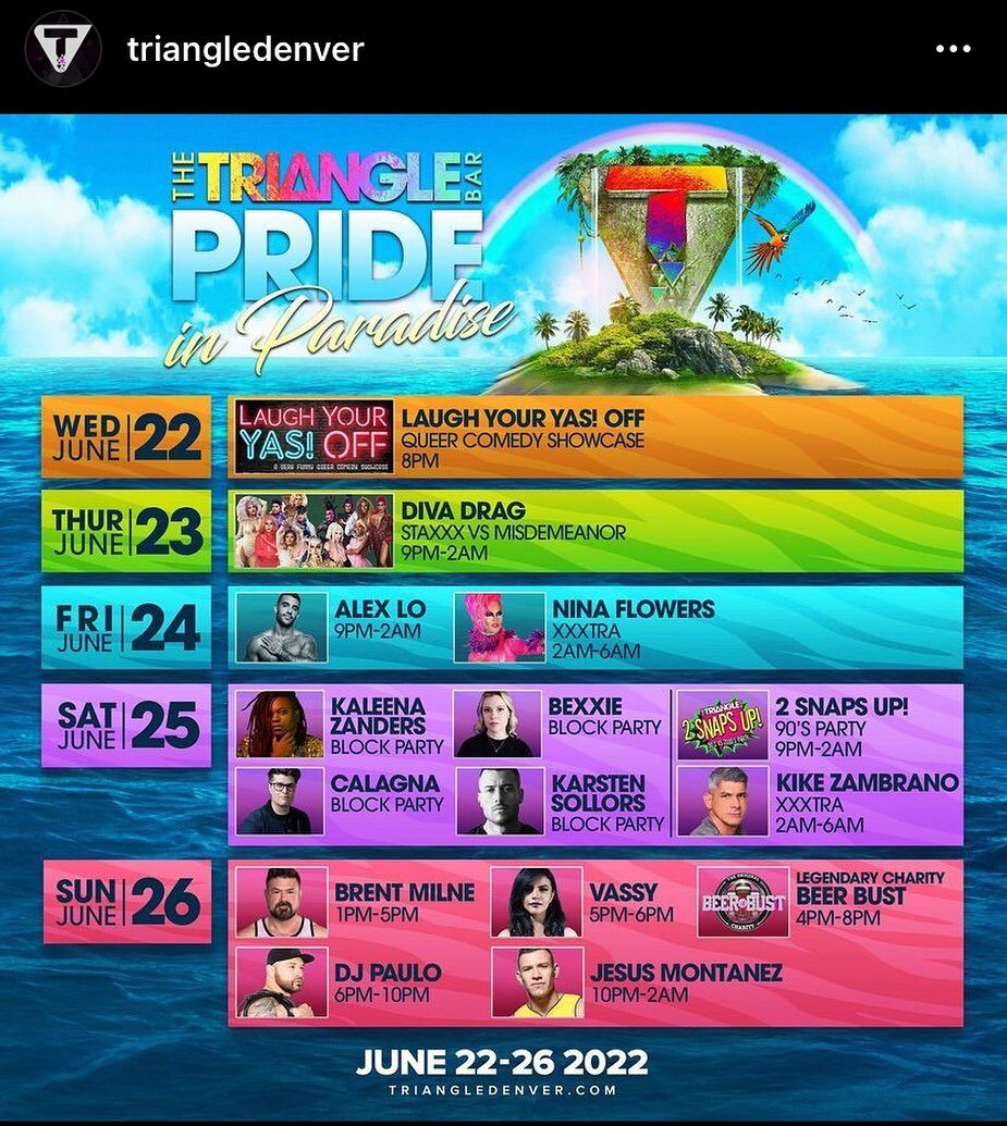 We are excited and proud to be the exclusive food vendor for @triangledenver Pride in Paradise Block Party this weekend! 🏳️&zwj;🌈🏝🍹
.
If you&rsquo;re attending be sure to pop in to our shop next door for charcuterie, artisan sandwiches, sweets, t