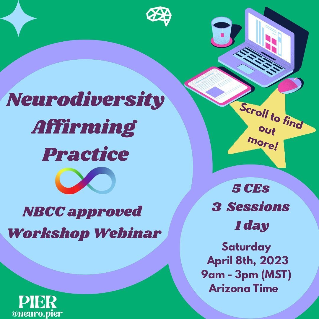 ⚠️ Friday is the last chance to sign-up for our LAST EVER all-day Neurodiversity Affirming Practice webinar series on April 8th! It&rsquo;s almost time for our NBCC renewal, and we&rsquo;ve decided to break-up our workshop into smaller, more digestib