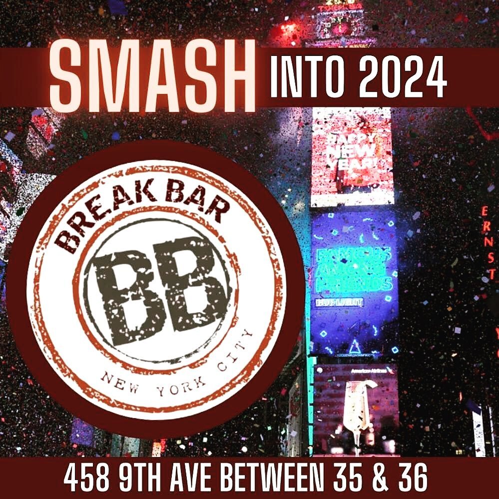 New Year&rsquo;s Eve tickets now on sale!!! 🎆🍾Come join us and SMASH in the New Year! LIMITED AMOUNT. Please check out our website @ www.breakbarnyc or email events@breakbarnyc.com for more information and to purchase tickets #2024 
.
.
.
#newyear 