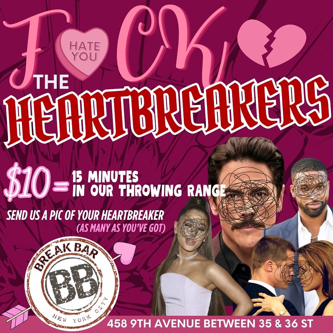 Do you know a heartbreaker? Have your friends throw bottles at their face this Valentine&rsquo;s Day 💔☄️ As many as you&rsquo;d like for 15 minutes 😈 ##overit #healingjourney 
.
.
.
#valentine #valentines #valentinsday #heartbreaker #heartbreakers 