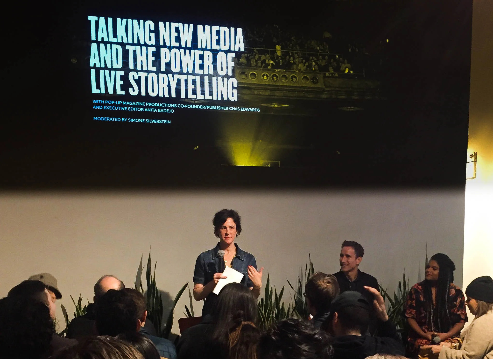 New Media & The Power of Live Storytelling with Pop-Up Magazine Productions Co-Founder/Publisher Chas Edwards and Executive Editor Anita Badejo.