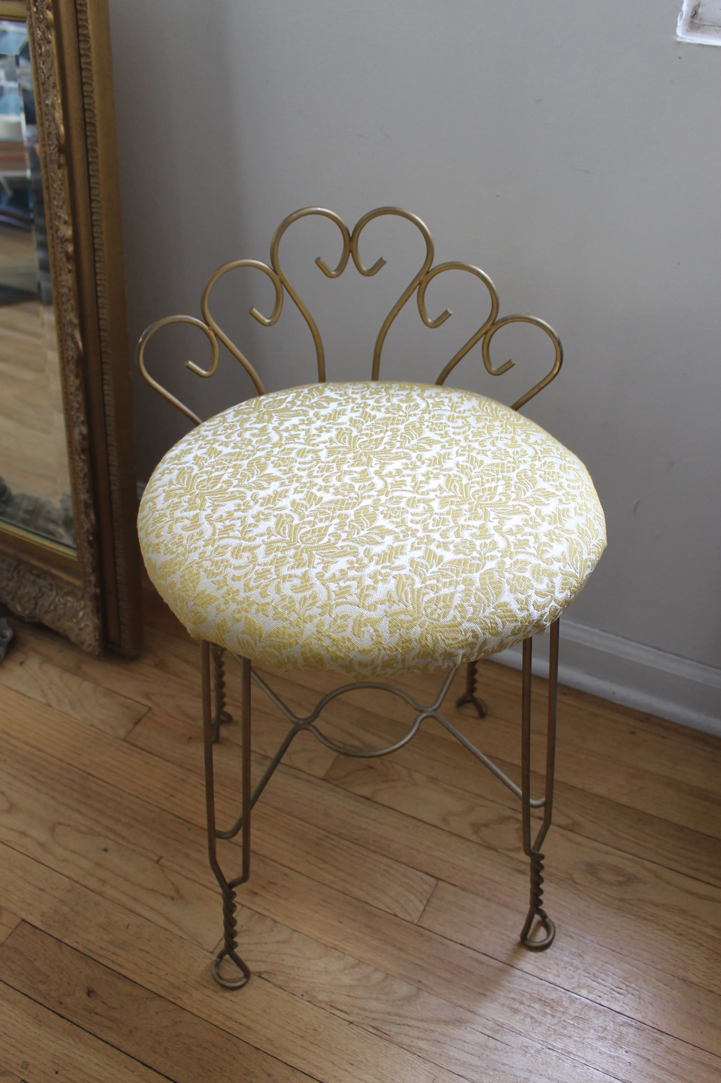Mid 20th Century Regency Style Iron Vanity Stool