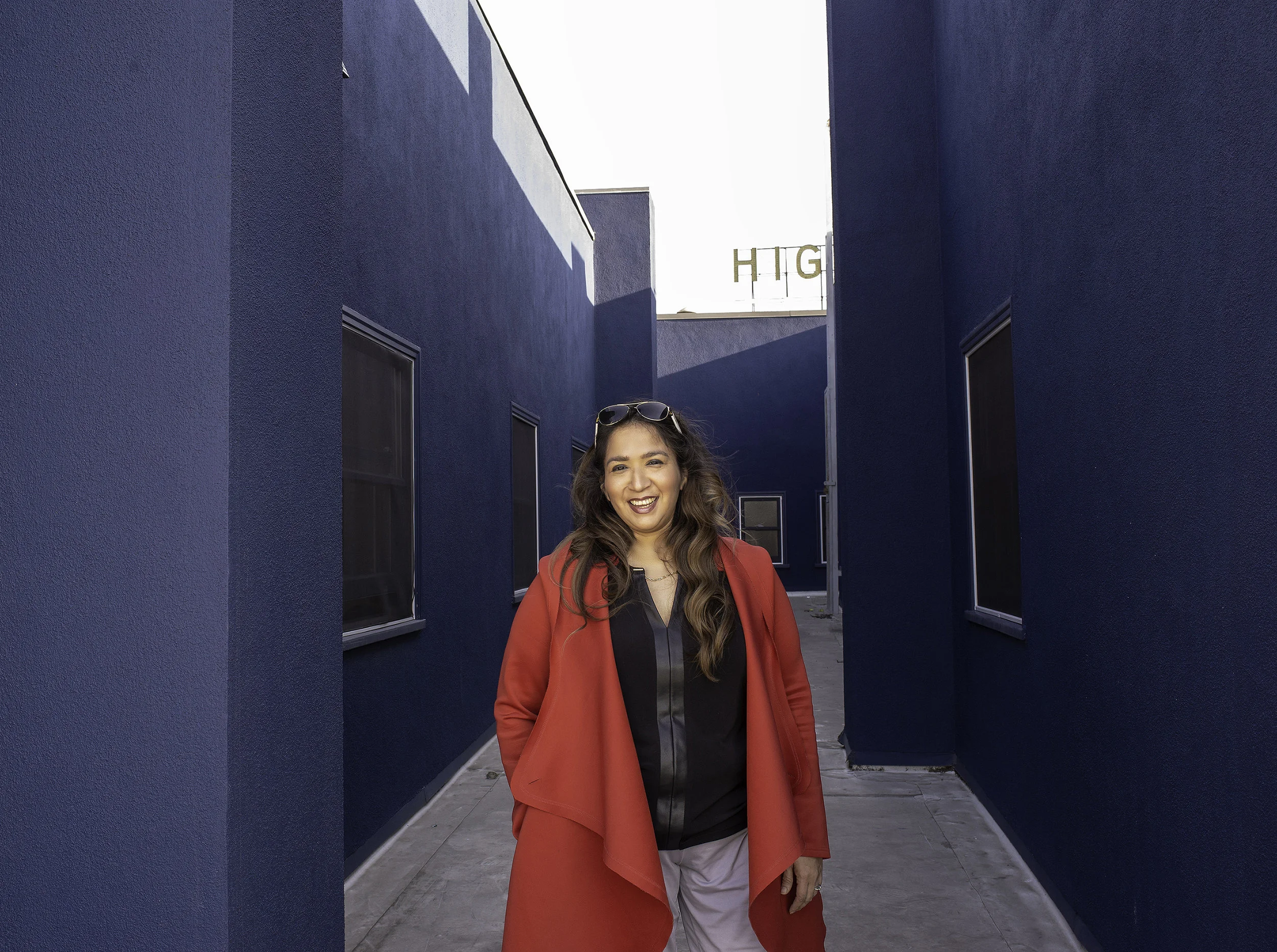 Gloria on the roof of her office building on Figueroa Blvd, in Highland Park.