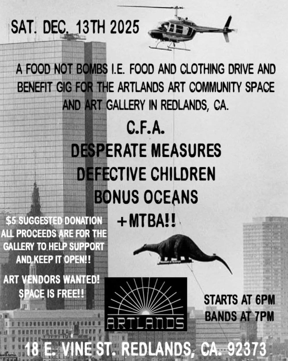 A Co-Benefit For Food Not Bombs IE &amp; Artlands