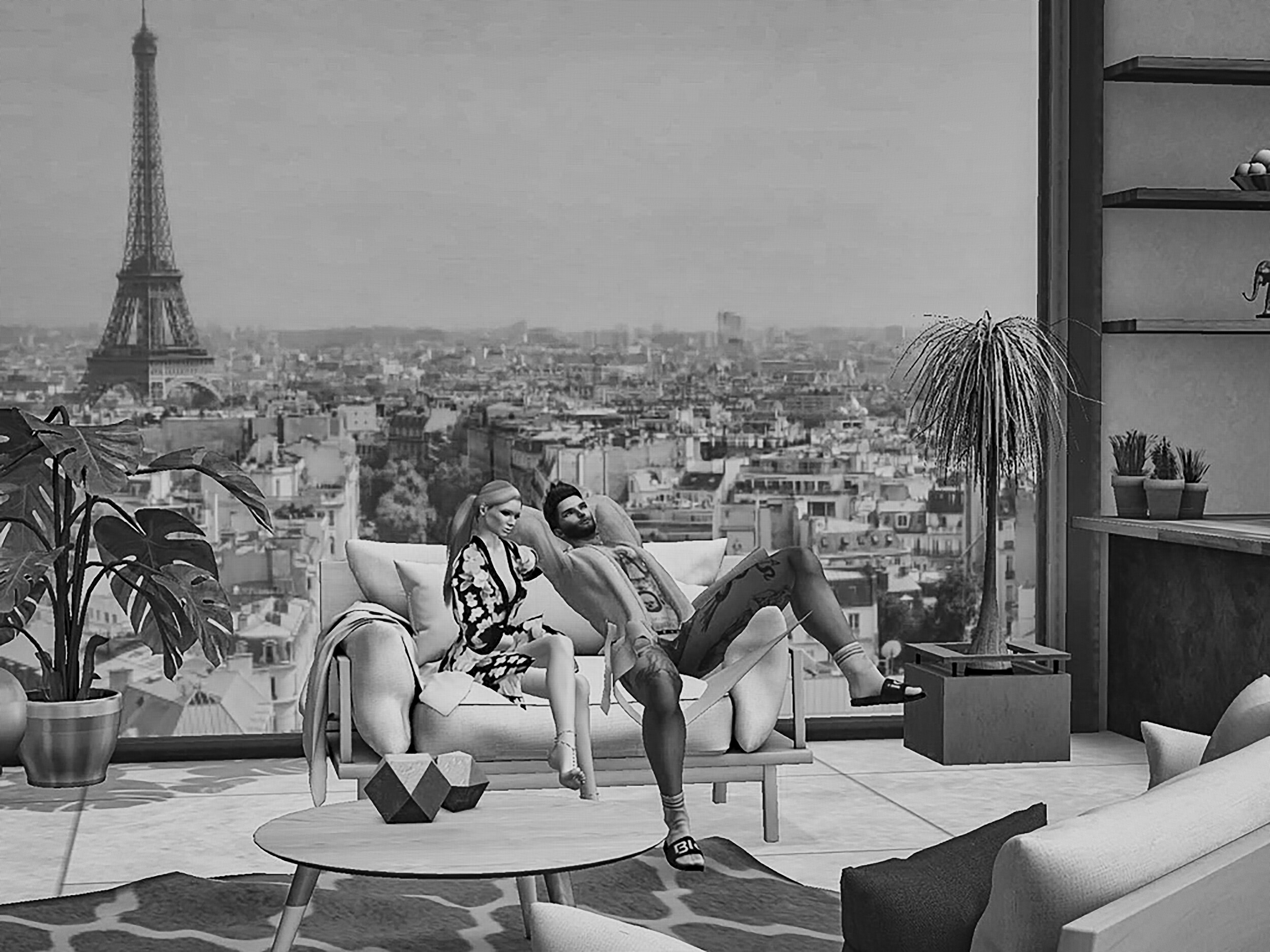  Residents in their Parisian apartment.    part of Second Lives book   