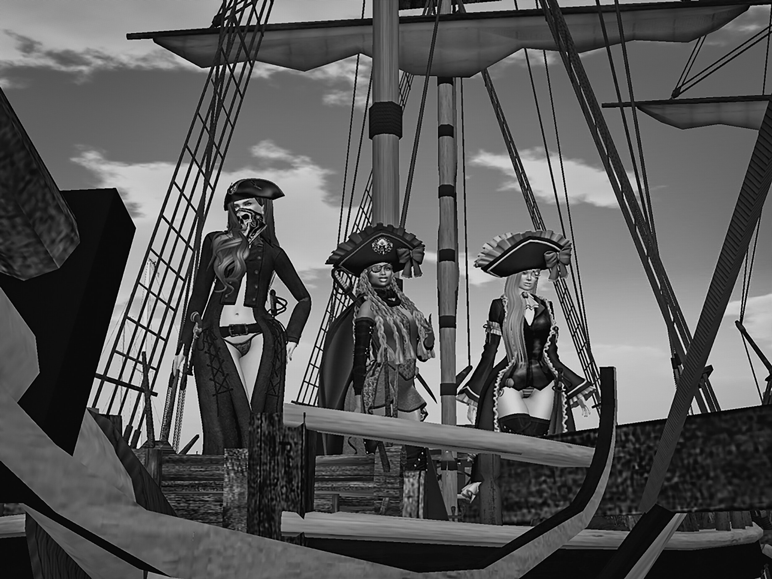  A trio of pirate sailors.    part of Second Lives book   