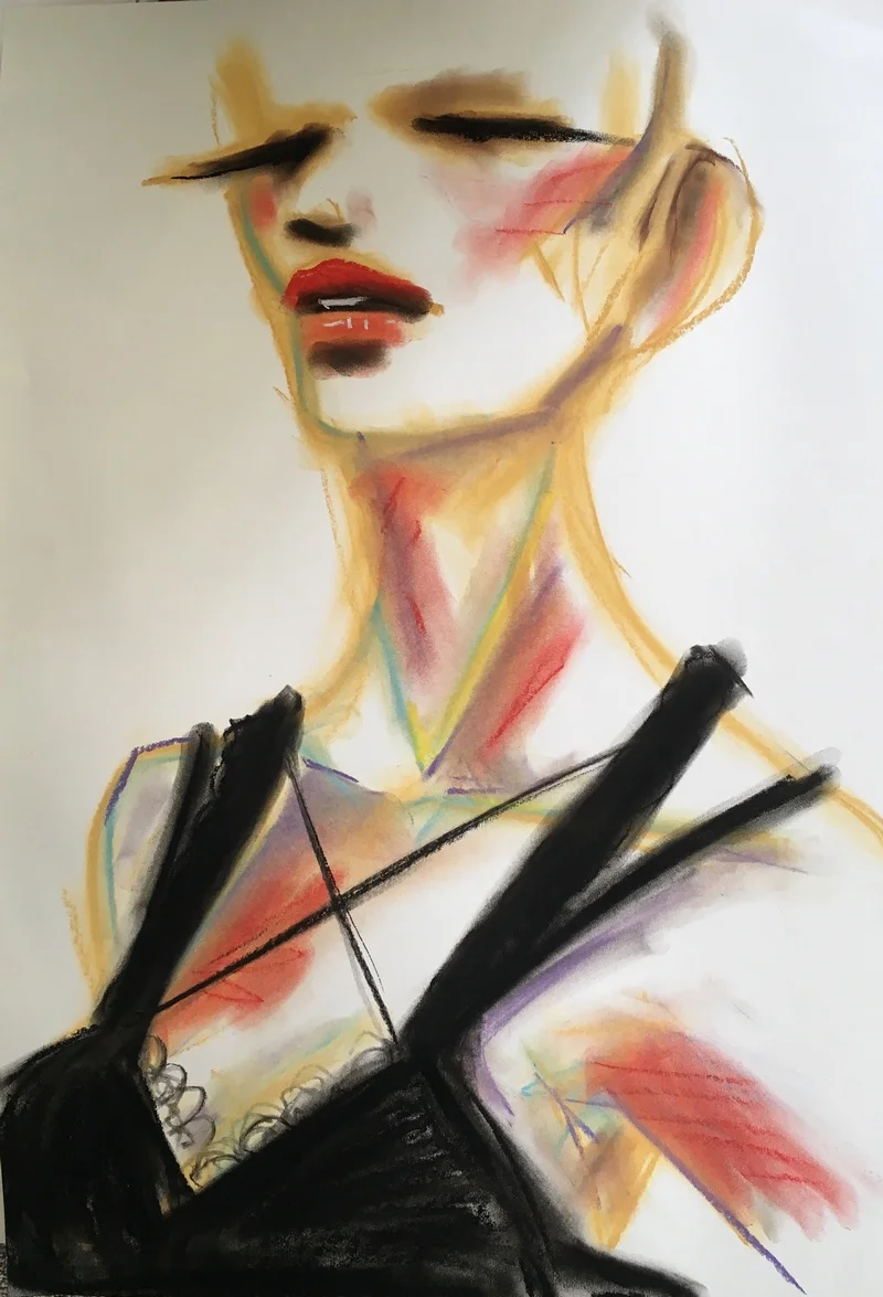 *SOLD // “That 80´ties vibe” Pastel on cardboard 42 x 60 cm // 160,- EUR // 1.200,- DKK
