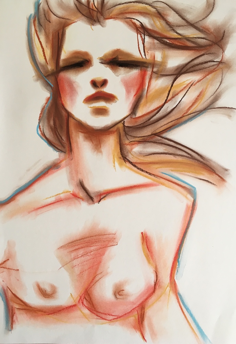 “Beachy vibes” Pastel on cardboard 42 x 60 cm // 160,- EUR // 1.200,- DKK