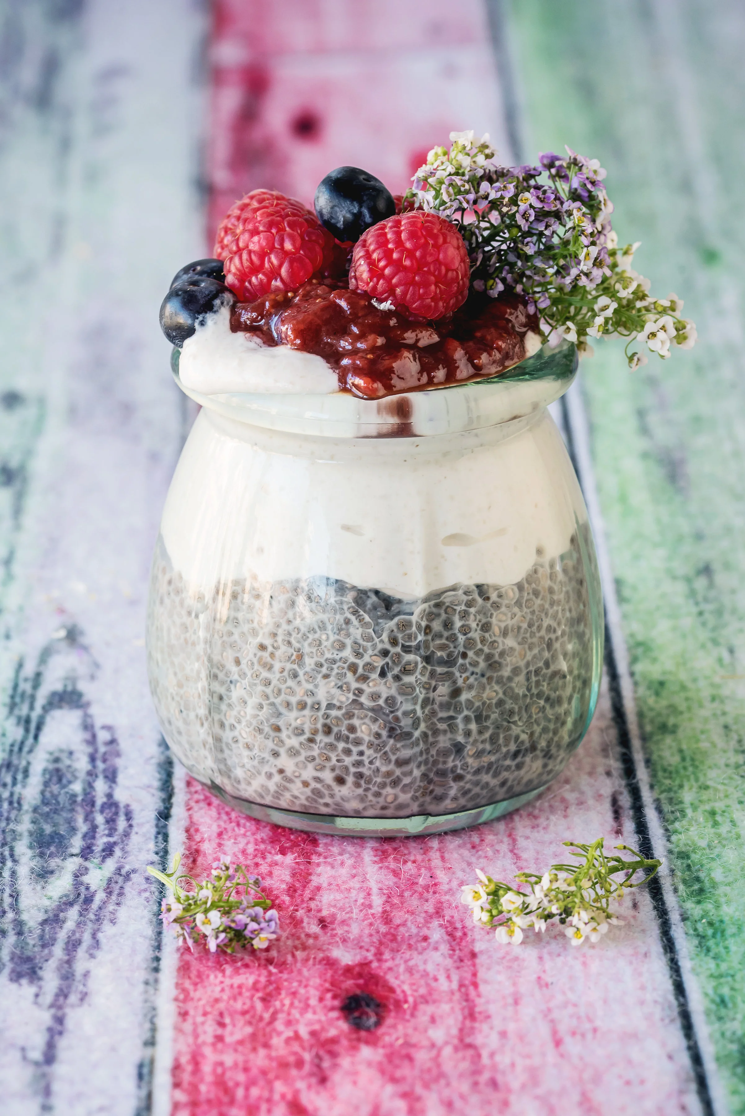 chia pudding with cashew parfait and jam.JPG