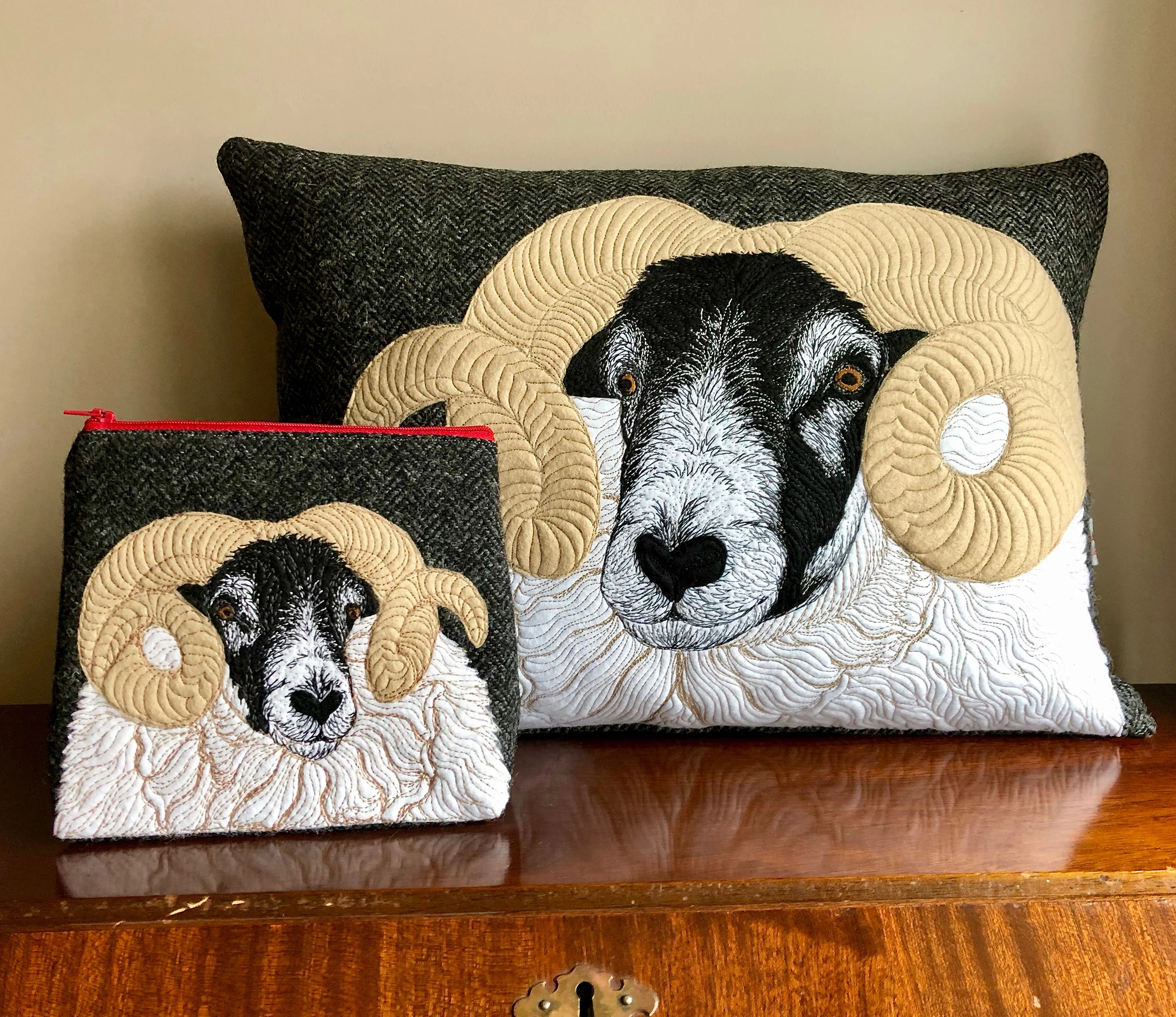 Black faced sheep cushion and bag_The Canny Squirrel.jpeg