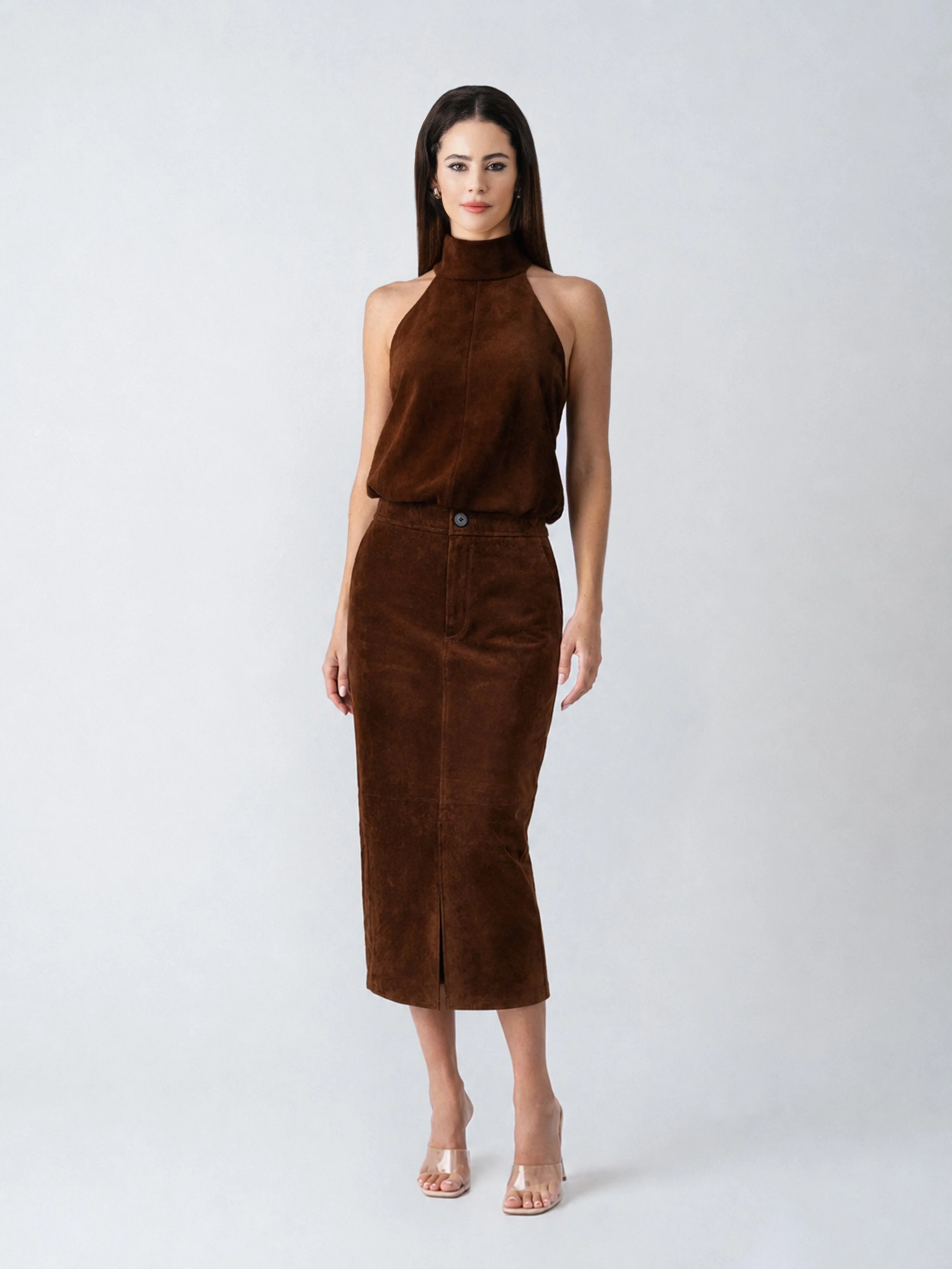 Forma Midi Skirt - Clove - Front.jpg