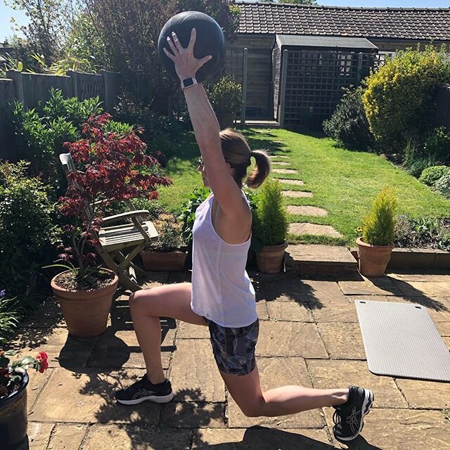 A couple of med ball exercises that fully engage the core, glutes, hamstrings, quads, shoulders, back and calves. For rear lunges, ensure the front knee doesn&rsquo;t go over your toes. Keep your spine straight and your your belly pulled in and breat