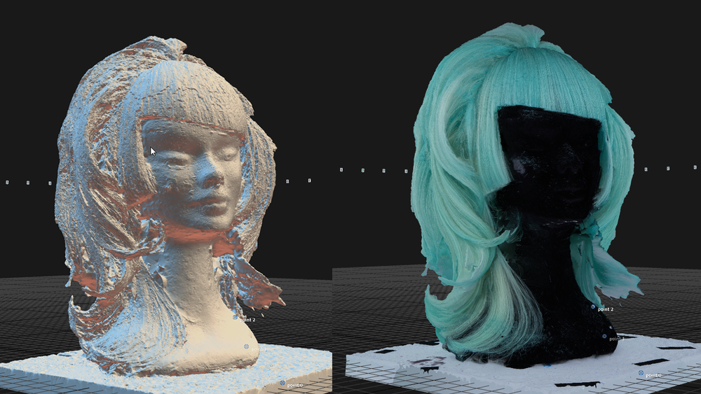  Nick Knight has been an early adopter of 3D scanning for experimental fashion projects. Ikon-1 includes works from (analog) hair stylist Eugene Souleiman, which were scanned and incorporated as traits. 