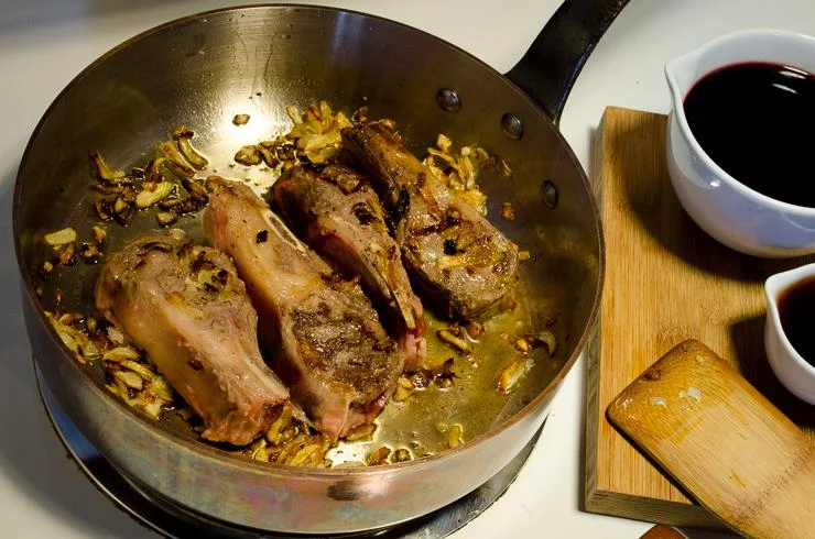 Sear the chops about 3 minutes on each side.