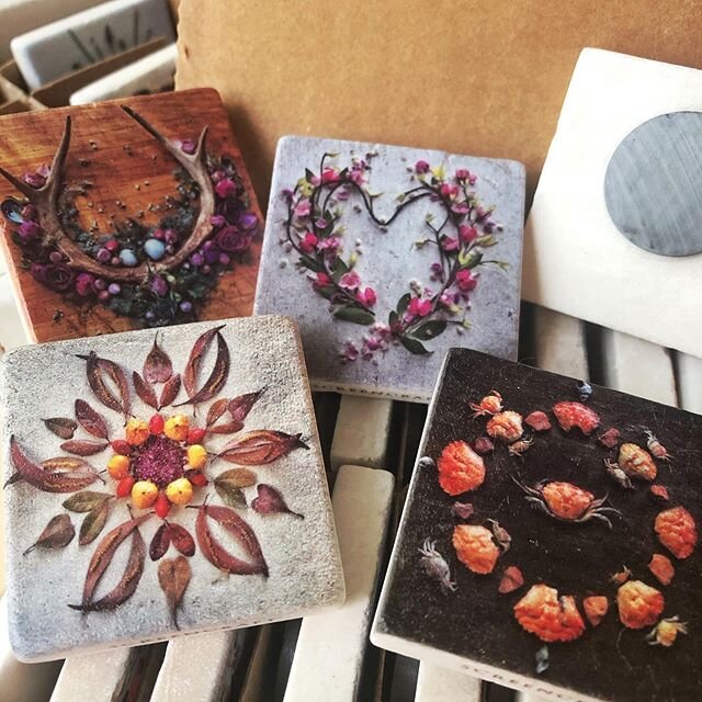 Brandy NEW mini stone magnets. Firefly will be at the @tivertonfarmersmarket today from 2-6. Great gifts for family afar or someone you miss. Stop on by today. We are at The Sandywoods venue.
.
.
#tivertonfarmersmarket 
#foragedandphotographedri 
#ec