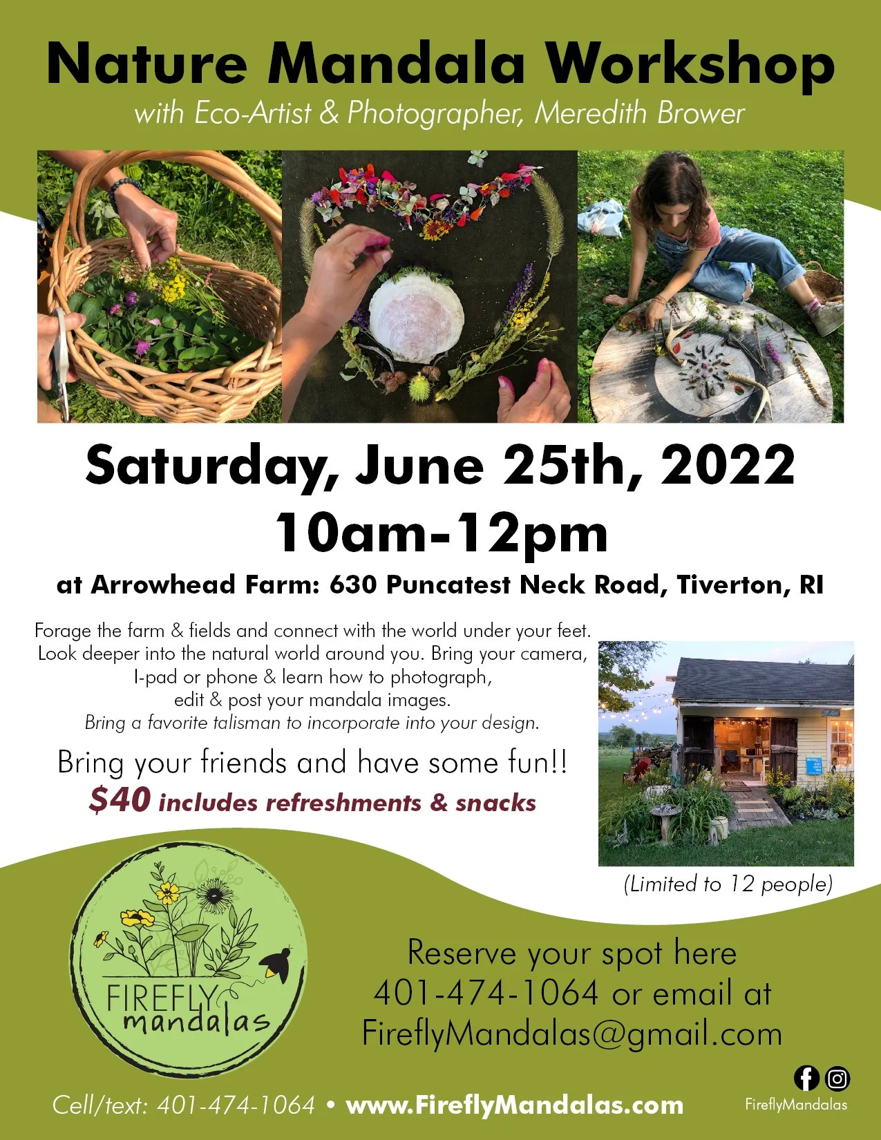 Saturday, June 25th, 2022, 10am-12pm at Arrowhead Farm: 630 Puncatest Neck Road, Tiverton, RI  Forage the farm & fields and connect with the world under your feet. Look deeper into the natural world around you. Bring your camera, I-pad or phone & lea