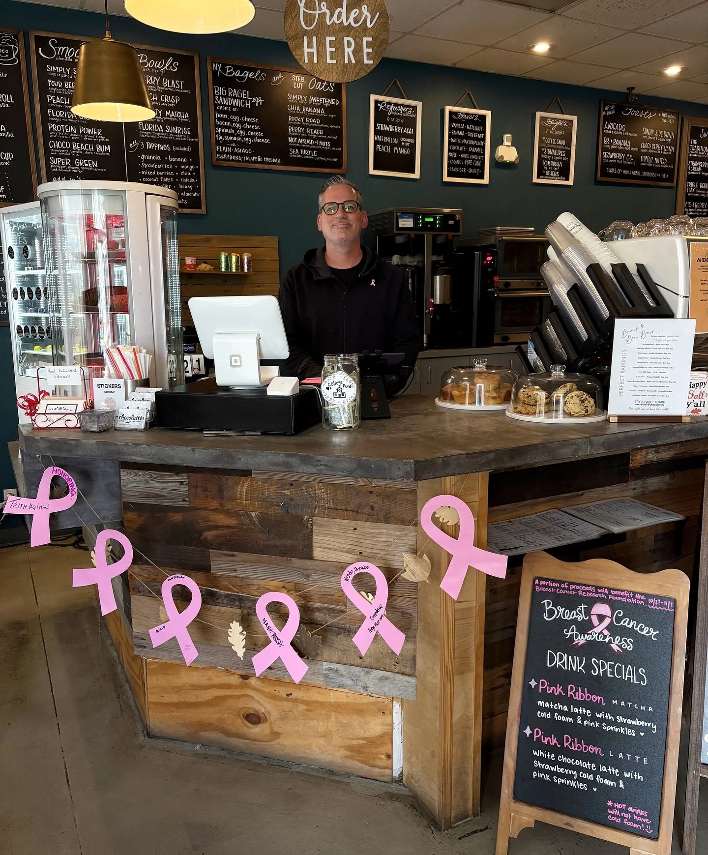 Every cup counts ☕️

Join us in supporting Breast Cancer Awareness Month with our limited-edition Pink Ribbon Latte and Pink Ribbon Matcha, available through Sunday. A portion of proceeds benefits the Breast Cancer Research Foundation. Come sip for a