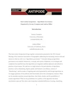 Crampton, Jeremy, and Andrea Miller. Introduction to Algorithmic Governance.jpg