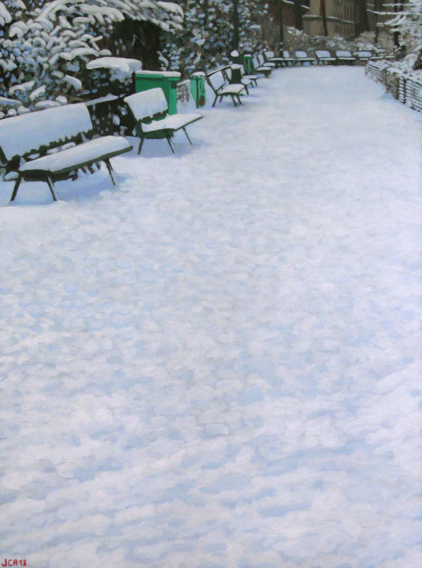 Square Maurice Gardette - Paris 11th Arrondissement. Painting by Jean-Christophe Adenis