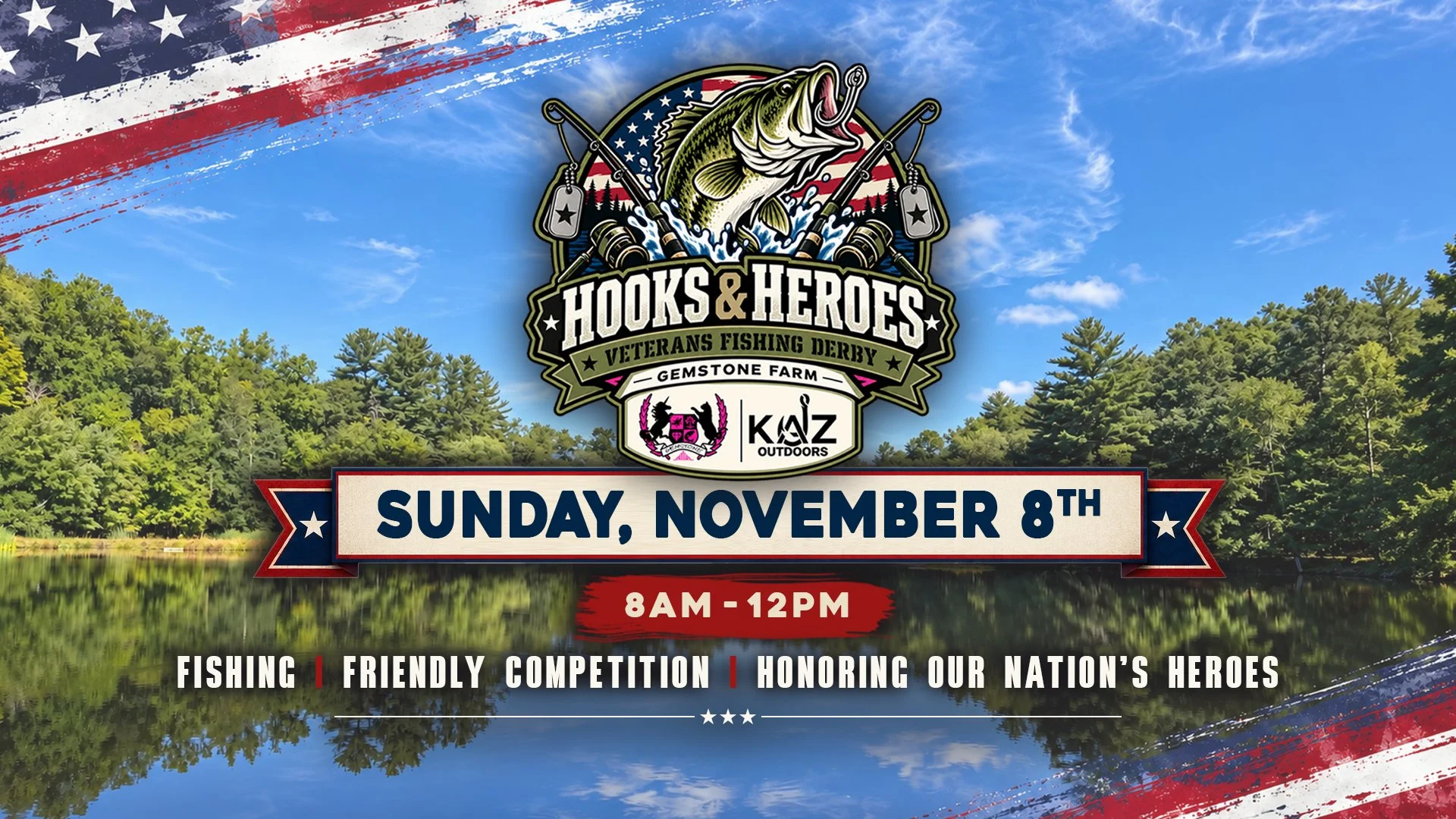 Flyer for the Hooks & Heroes Fishing Derby