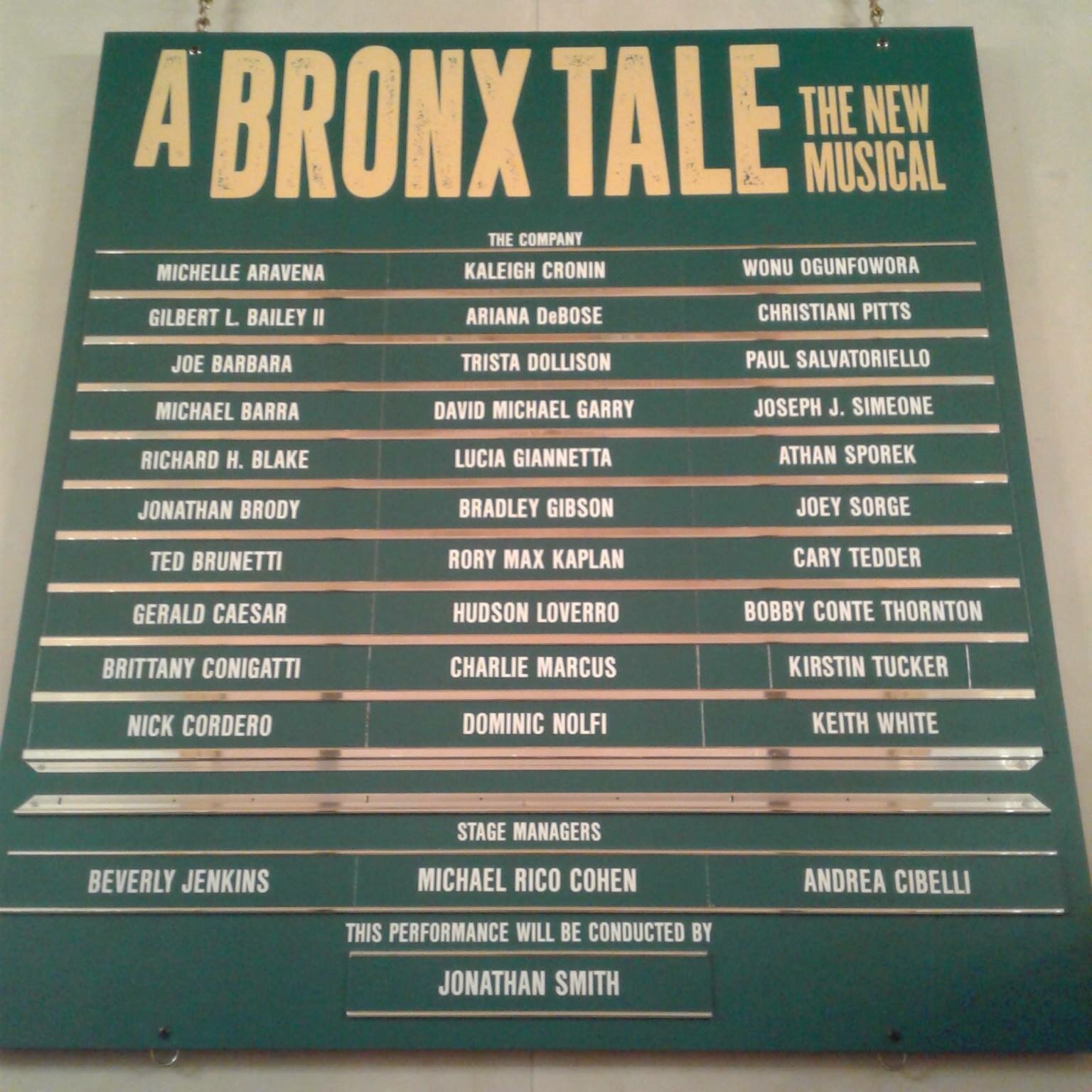 Opening Night Cast of A Bronx Tale: The Musical
