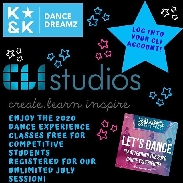 The CLI 2020 Dance Experience starts today!  K&amp;K Competitive students log in to your CLI account to take advantage of these classes this summer! 🎶😊 #kandkdancedreamz