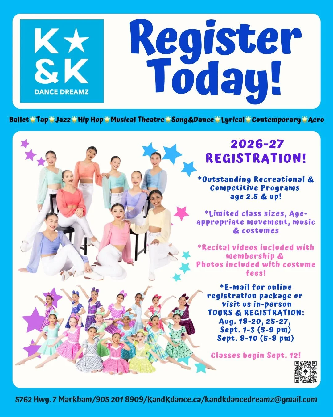 Fall Registration on now at K&amp;K Dance Dreamz! 

Call, e-mail or click link in bio to inquire, view class schedule, register online or if you have questions - let us help you select the perfect classes for your dancer!  Or visit us in-person by ap