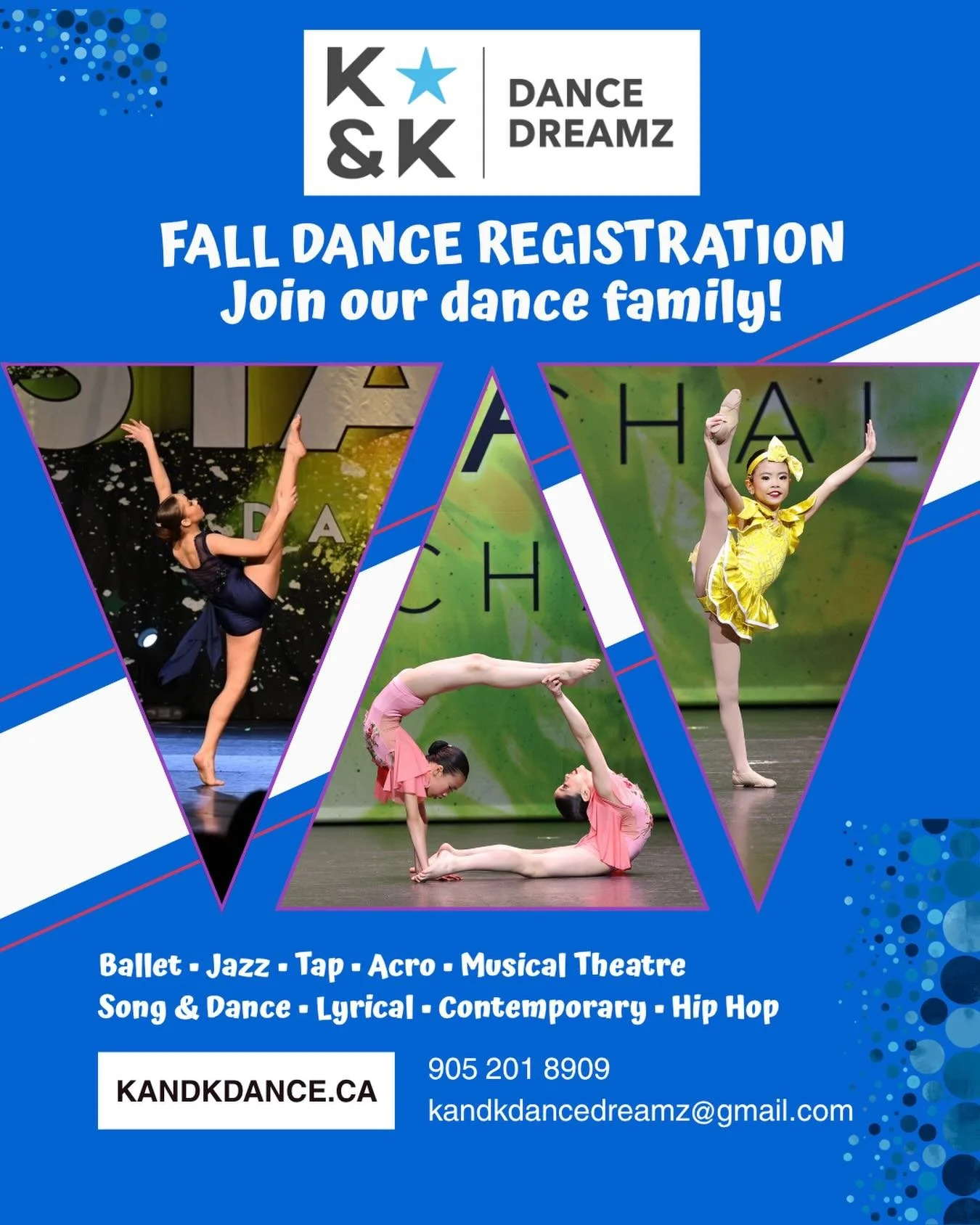 Fall Registration on now at K&amp;K Dance Dreamz!  Dance classes for ages 2.5 &amp; up!

Call, e-mail or click link in bio to inquire, view class schedule, register online or if you have questions - let us help you select the perfect classes for your