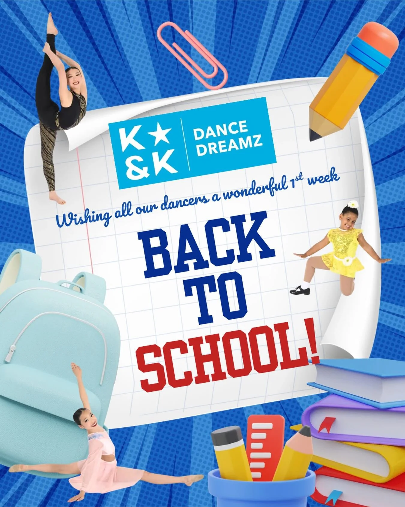 Wishing all our K&amp;K dancers &amp; families a wonderful 1st week back to school! 🍎 We can&rsquo;t wait to dance with you soon!  Classes begin Sat. Sept. 12! #kandkdancedreamz #backtoschool #backtodance #season24 #markhamdance