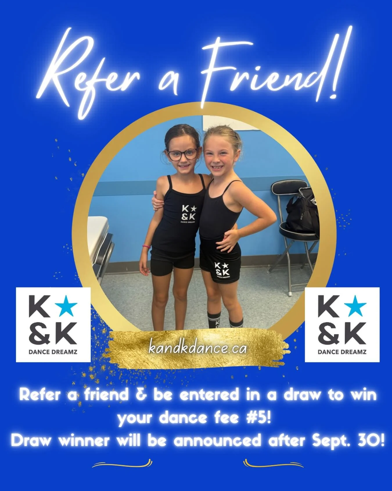 Dance friends are the best friends!  Refer a friend by Sept. 30 for a chance to win your dance fee #5! 🎉🎉🎉 Thanks so much to all our dance families who have referred friends so far-Draw will be held after Sept. 30!  #kandkdancedreamz #referafriend